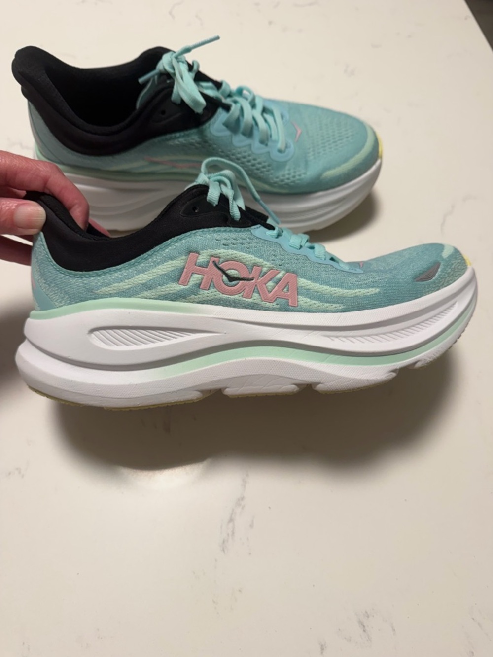 Hoka Bondi 9 Blue Spark/Mint Fluorite Size 7 VGUC - Picture 4 of 14
